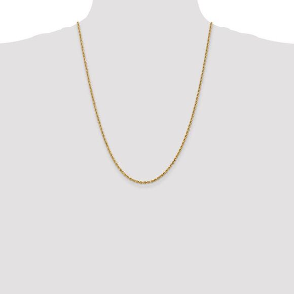 2.5mm 14k Yellow Gold Solid Diamond Cut Rope Chain Necklace, 24 Inch - Picture 2 of 7